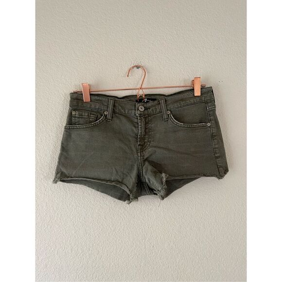 7 for all mankind denim olive shorts size 26‎ - Picture 1 of 5